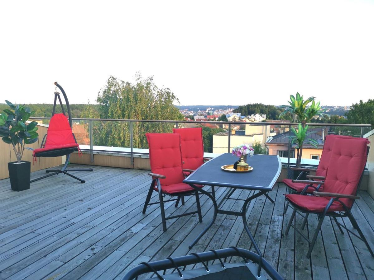 Apartamento Luxury Penthouse With Large Terrace & Panoramic Old Town View Vilna Exterior foto